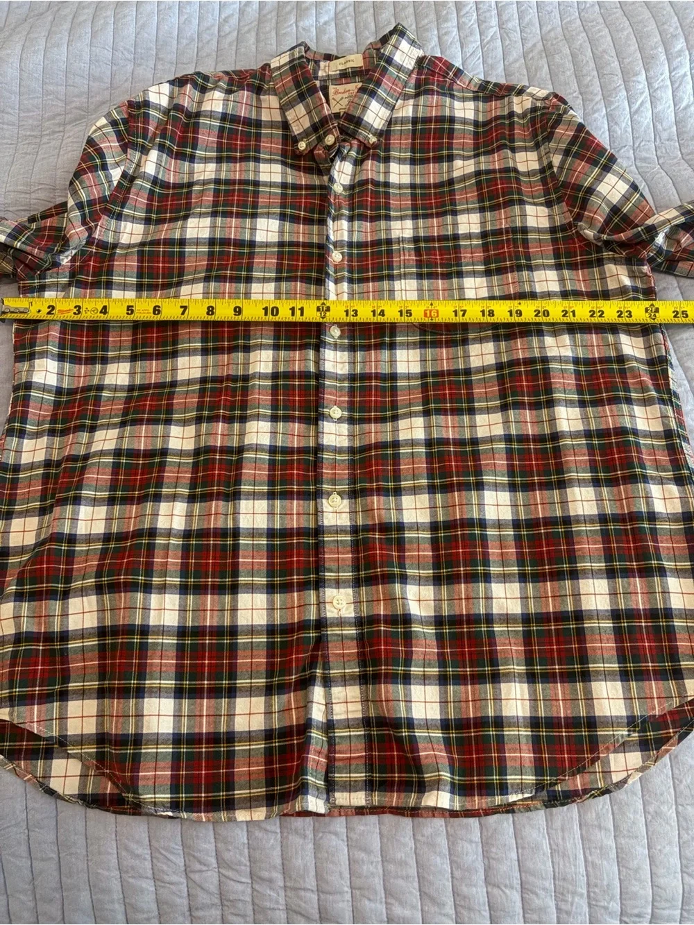 Jcrew men’s organic cotton plaid button-down shirt holiday Christmas tartan